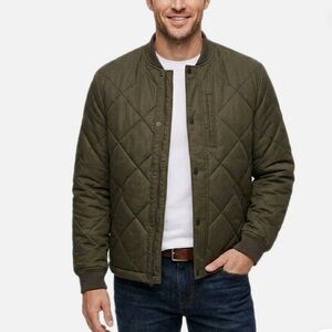 Banana Republic Quilted Bomber Flight Jacket Midweight Olive Green Men's Size L